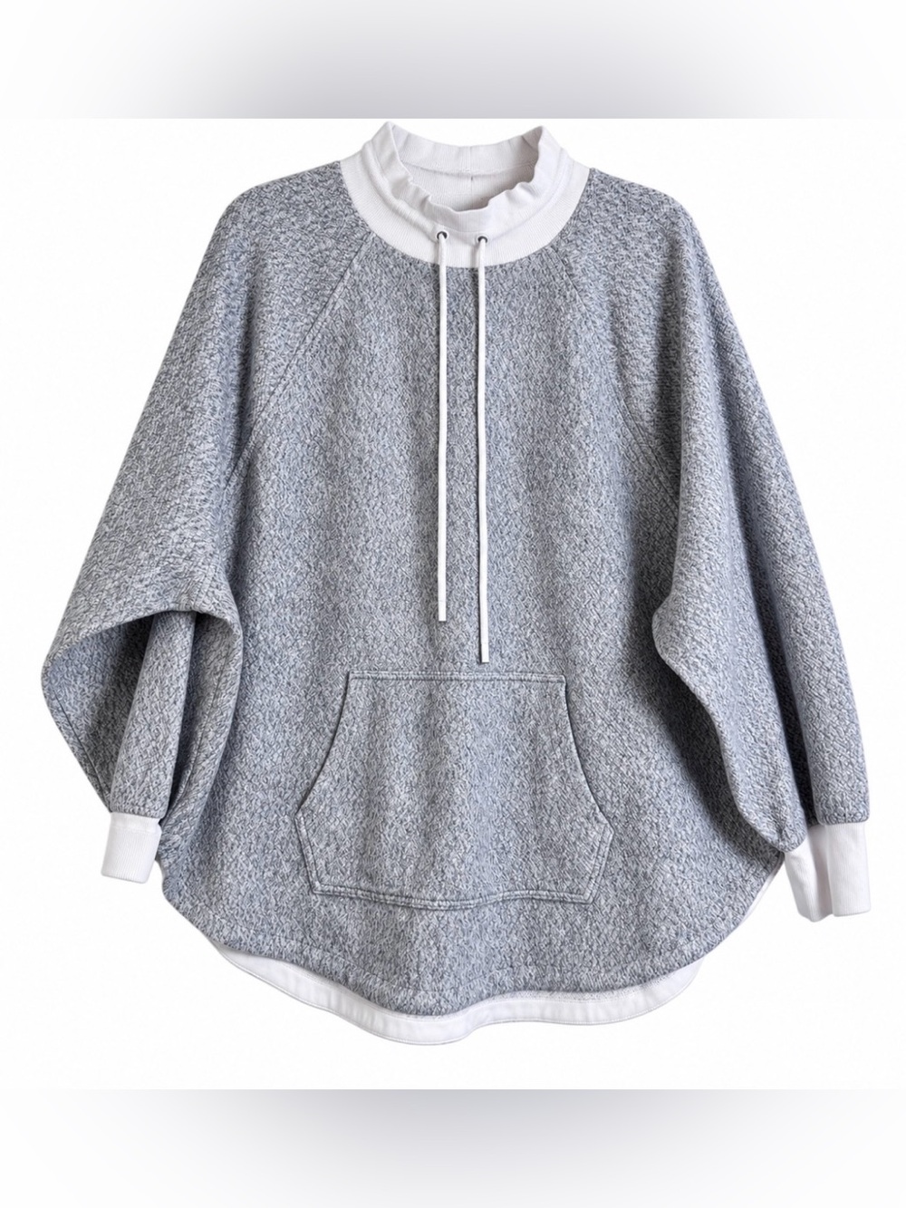 Lou & Grey Gray Cowl Neck Poncho Hoodie Kangaroo Pocket XL